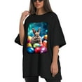 thumbnail image 4 of Plus Size Shirt for Women Black Tops for Women Short Sleeves Shirt for Women Easter13 T Shirt Oversized Shirt for Women S, 4 of 5
