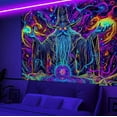thumbnail image 2 of Blacklight Tapestry, Trippy Wizard Tapestry for Bedroom, UV Reactive Tapestries, Magic Eyes Tapestry, Purple Blue Neon Starry Wall Tapestry Hanging for Home Dorm Decor,60X40, 2 of 3