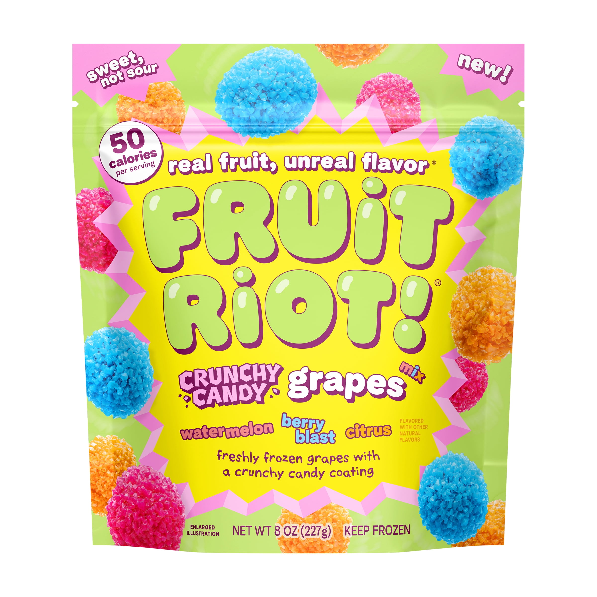 Fruit Riot Crunchy Candy Grapes Mix, Real Frozen Fruit, 8 oz
