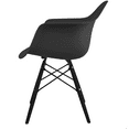 thumbnail image 6 of 2xhome - Set of 2 (Two) Black - Plastic Armchair Black Wood Legs Eiffel Dining Room Chair - Lounge Chair Arm Chair Arms Chairs Seats Wire Leg Dowel Leg Legged Base Chrome Metal Eiffel Work, 6 of 7