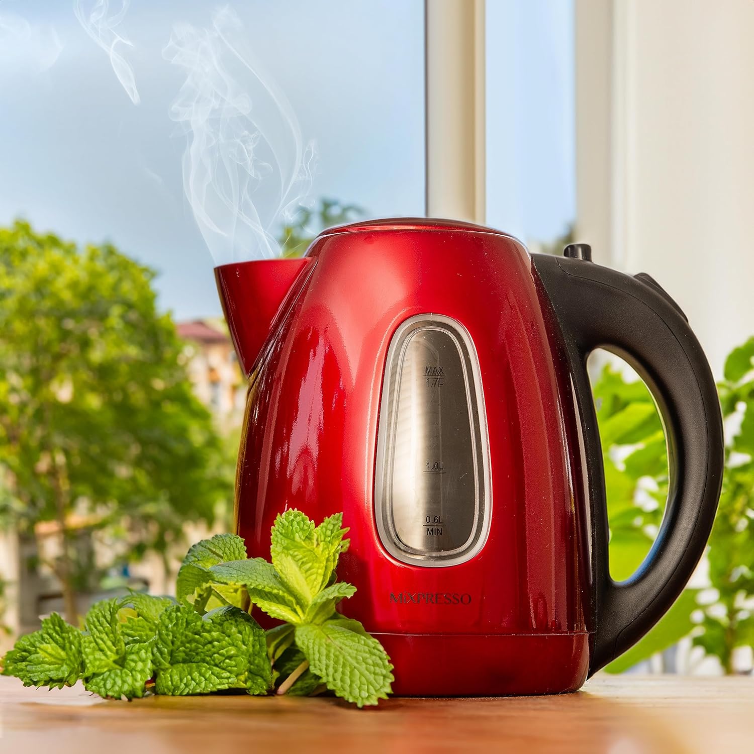 Mixpresso Stainless Steel Electric Kettle, Red, 1.7L photo 2