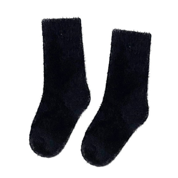 DHFJKG Kids Toddlers Fuzzy Crew Socks Fluffly Shaggy Solid Color Warm Indoor Outdoor Mid Calf Socks Autumn Winter Comfort Stockings
