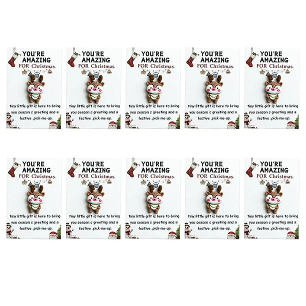 10 Tarjetas Navideñas de Bolsillo | Set de Regalo Festivo con Mensaje de Papá Noel, Bolsa de Organza y Cinta