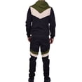 thumbnail image 3 of Riflessi Men's Athletic Sports Casual 2 Piece Color Block Tracksuit Hoodie Jogger Pants Sweatsuit Set (Black/Sand/Olive, S), 3 of 4