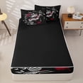 thumbnail image 4 of Castle Fairy Day Of Dead Skeleton Couple Zipper Twin Comforter Sets with Fitted Sheet and 2 Pillowcases,Valentine'S Day Rose Butterfly Zipper Bedding Set,Red Black,4-Piece,Black Reversible, 4 of 6