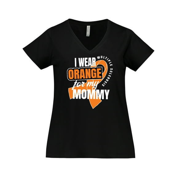 Inktastic I Wear Orange For My Mommy Multiple Sclerosis Awareness Women's Plus Size V-Neck T-Shirt