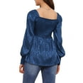 thumbnail image 3 of INSPIRE CHIC Women Smocked Maternity Tops Square Neck Long Sleeve Shirts Basic Pregnancy Blouses S Blue, 3 of 6