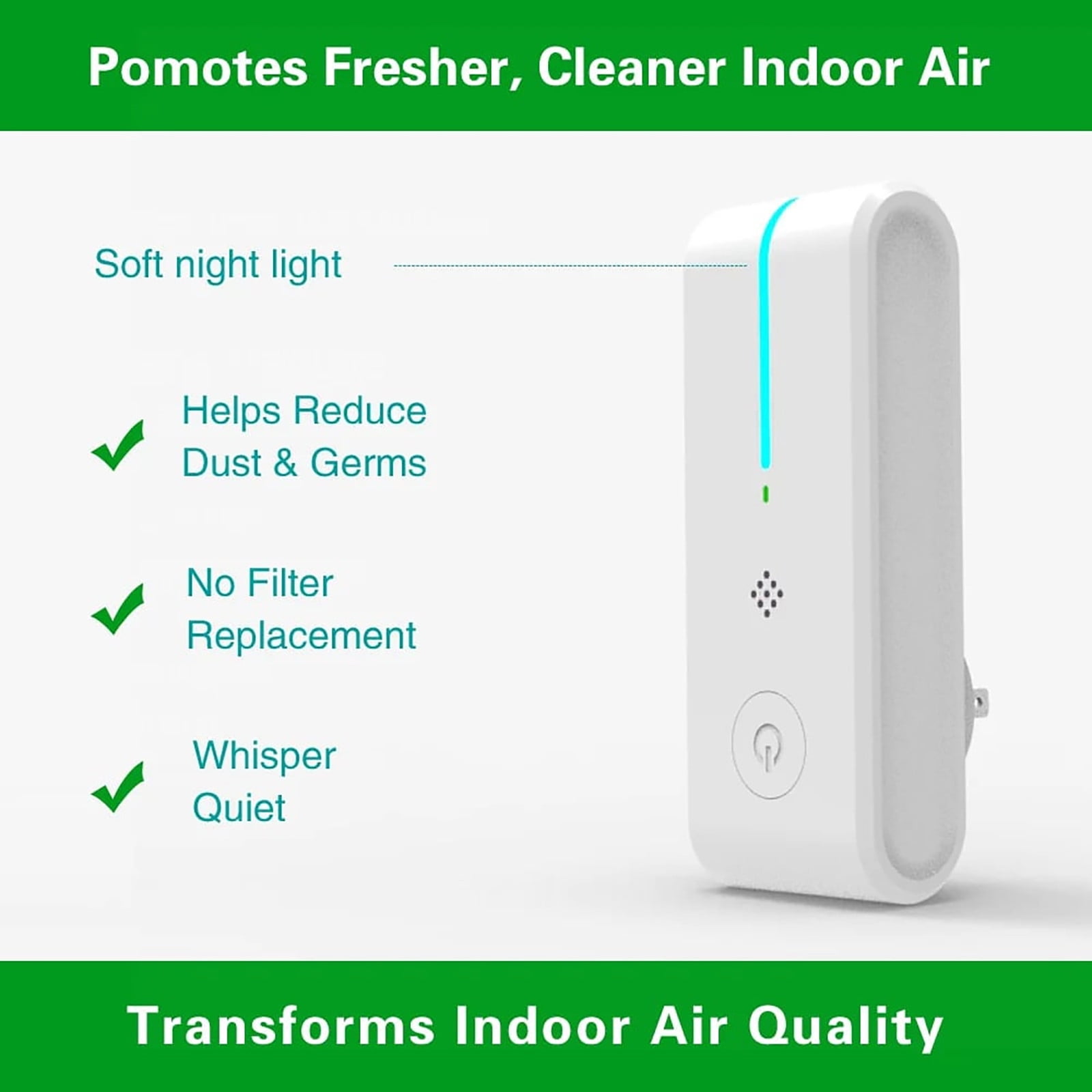 YiJuHui 5pcs Negative Ion Air Purifier Plug-in Odor Eliminator for Home Office Travel Portable Air Freshener with Night Light