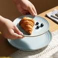 thumbnail image 5 of Famiware Jupiter 12-Piece Stoneware Dinnerware Set for 4, Plates & Bowls, Light Blue, 5 of 8