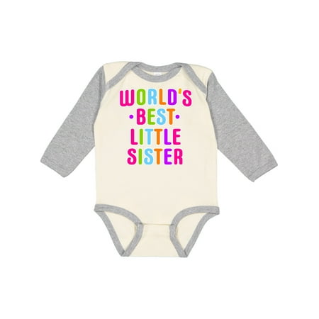 

Inktastic Worlds Best Little Sister Gift Baby Girl Long Sleeve Bodysuit