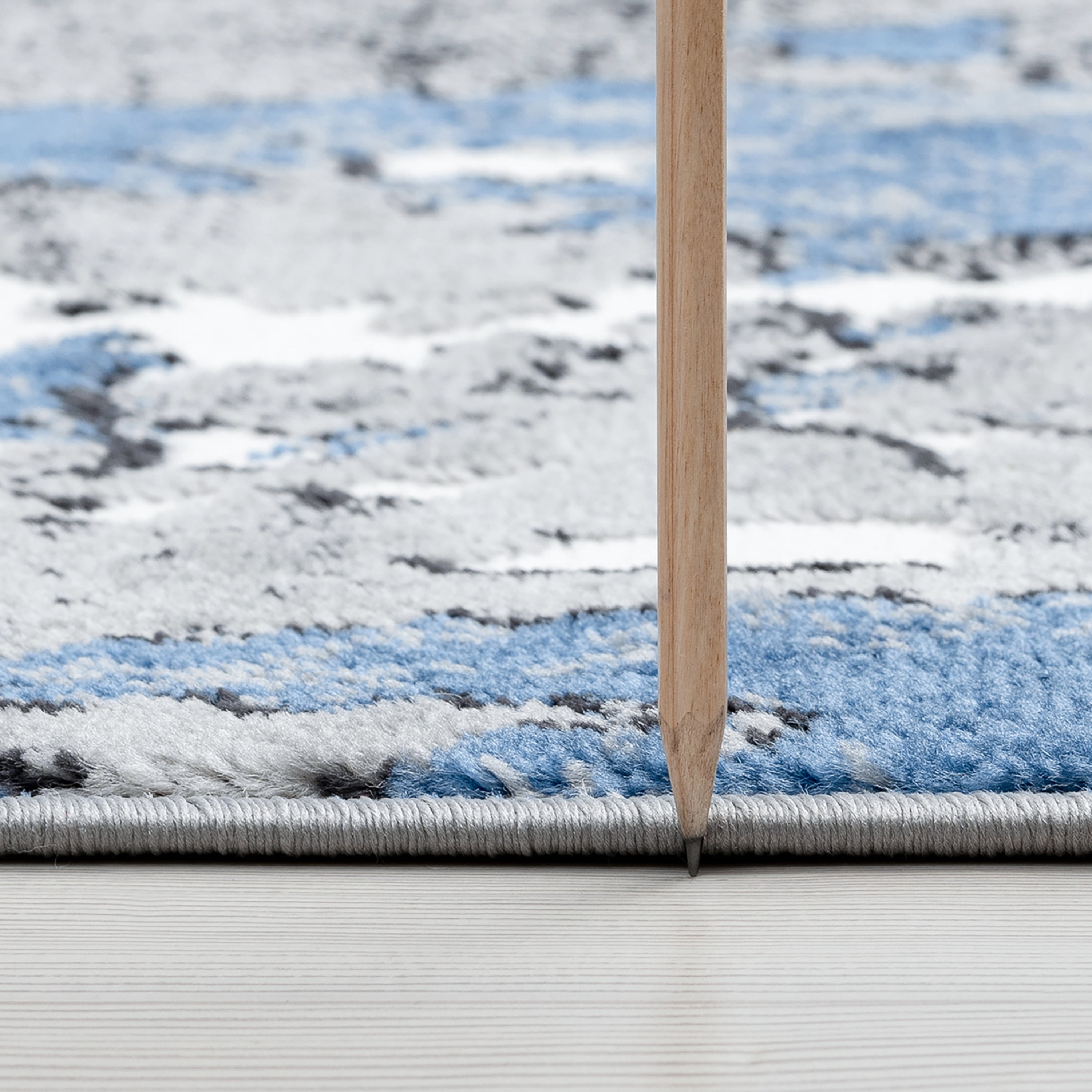 Contemporary 5x8 Area Rug (5'3'' x 7'3'') Abstract Blue, Gray Living Room Easy to Clean