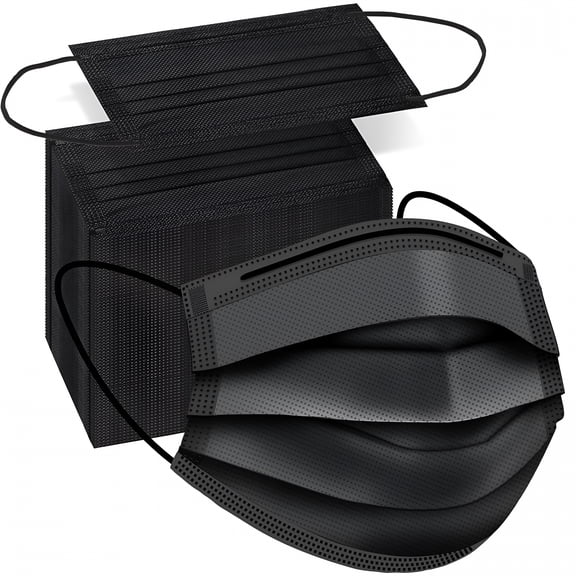 OITY 100 Pcs Disposable Face Masks,Black Disposable Masks,3 Ply Protection Face Masks