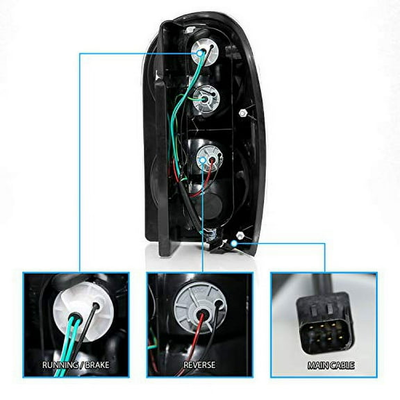 AmeriLite Smoke Replacement Brake Tail Lights Set For 02-07 Jeep Liberty SUV - Passenger (Right) and Driver (Left) Side