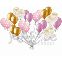 24 pc Chic Pink & Gold Polka Dot Latex Balloons Party Decoration Birthday Baby
