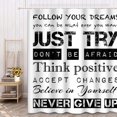 thumbnail image 4 of Black and White Positive Shower Curtain Inspirational Motivational Teen Follow Your Dreams Just Try Never Give Up Kids Boys Waterproof Polyester Fabric 72 x 72 inches Set with Hooks, 4 of 6