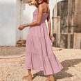 thumbnail image 6 of HAJWOH Dresses for Women Summer Dress Bohemian Spaghetti Strap Smocked Tiered Long Beach Sun Dresses Sleeveless Maxi Dress, 6 of 7