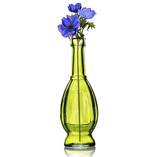 Vera Turquoise Blue Vintage Glass Bottle Glassware Flower Vase 