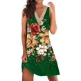 thumbnail image 1 of Gibobby Vestido De Mujer De Corte Vestido sin mangas estampado suelto informal con cuello en V para mujer(Verde,CH), 1 of 3