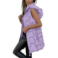 thumbnail image 3 of Kaondbfi Outerwear Vests for Women, Long Puffer Vest Quilted Hooded Vests Button Down Sleeveless Jacket Casual Zip Up Padded Jacket Winter Coat Women's Winter Coat, 3 of 6