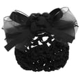 thumbnail image 1 of Moño para mujer, redecilla con lazo, pasador, accesorio para el cabello para azafatas, bancos, hoteles, personal de restaurantes, color negro, 1 of 8