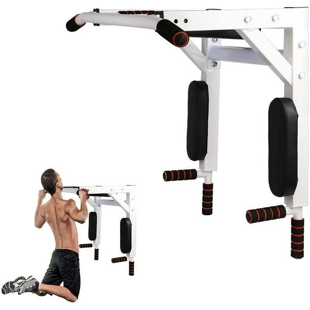 2 in 1 Wall Mounted Pull Up Bar ChinUp Bars Home Gym Training Dip