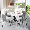 thumbnail image 6 of LinkRomat Round Kitchen Table and Chairs Set, 5-Piece Dining Room Table Set with Faux Marble Top & 4 Luxury Diamond Tufted Chairs, Used in Kitchens and Dining (White+Gray), 6 of 6