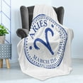 thumbnail image 4 of Zodiac Aries Soft Flannel Fleece Throw Blanket, Vintage Rubber Stamp Design with Horoscope Sign Stars and Dates, Cozy Plush for Indoor and Outdoor Use, 50" x 60", Royal Blue and White, by Ambesonne, 4 of 5