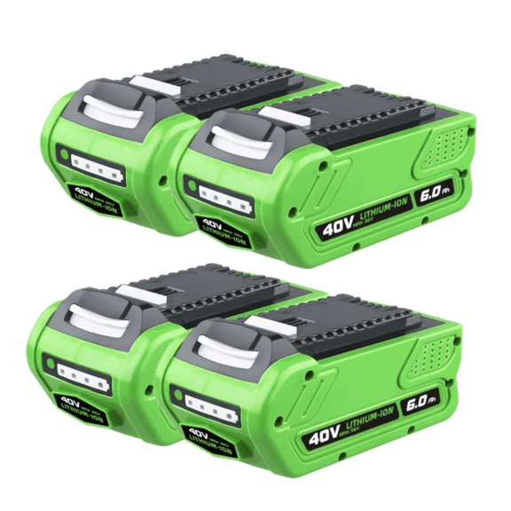 4Packs 40 Volt 6.0Ah Replace High-Capacity Battery for Greenworks 40V Battery, 6.0Ah Long-Lasting Compatible with Greenworks 29472 29462 2901319 and 40V G-MAX Power Tools