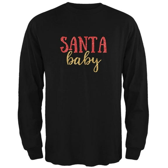 Christmas Santa Baby Mens Long Sleeve T Shirt Black MD