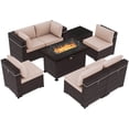 thumbnail image 5 of Gotland Outdoor Patio Furniture Set with 43" Propane Fire Pit Table, 8 Pieces Conversation Sets Wicker,Sand, 5 of 6