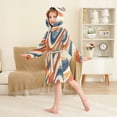 thumbnail image 4 of FORMRS Niños Bathrobe Unisex Hooded Robe Soft Plush Pajamas Sleepwear, Size 7-9T, Beige Abstract Wavy, 4 of 7