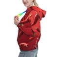 thumbnail image 2 of Fotbe Floating Red Chili Peppers Pattern Womens Long Sleeve Hoodie, Pullover Hooded Sweatshirt, Kangaroo Pocket Hoodie with Eye-catching Drawstrings-Medium, 2 of 7