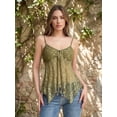 thumbnail image 2 of Camisole for Women Trendy V Neck Lace Tank Tops with Front Tie Vintage Spring Summer Peplum Tops for Layering Outwear Green S, 2 of 9