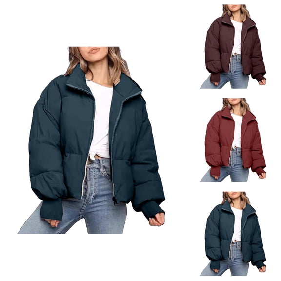Winter Coats for Women 2025 Long Sleeve Thick Warm Casual Zip Up Jacket with Pockets Parka Outerwear