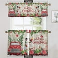 thumbnail image 1 of Fashnice Christmas Xmas Short Window Curtain Half Window Drapes Slot Top Kitchen Valance Cafe Tier Bathroom Scarf Rod Pocket Curtain Panel Style-H 2pc-Tier Curtain: W:42''x H:45'', 1 of 6