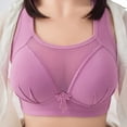 thumbnail image 2 of Bras for Women No Underwire Push up Bra Wire-Free Underwear Pullover Bra Everyday Underwear V-Neck Padded Bra Feature Hook and Eye Closure Sport Bra Style Y-314 , Purple L, 2 of 8