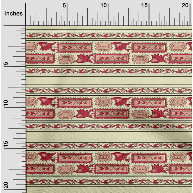 oneOone Tissu Georgette Viscose Tissu à Imprimé Ethnique en Blocs BTY 42 Pouces de Large