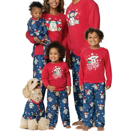 

Christmas Family Matching Pajamas Set Printed Tops Long Pants Holiday Loungewear Sleepwear Set for Adult Kids Baby