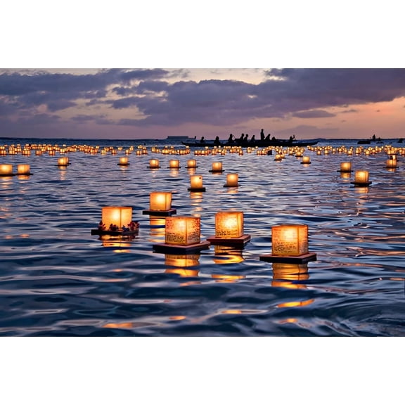 Water Floating Candle Lanterns Outdoor Biodegradable Lanterns For Praying Set Of 10 (4.3 Inch),