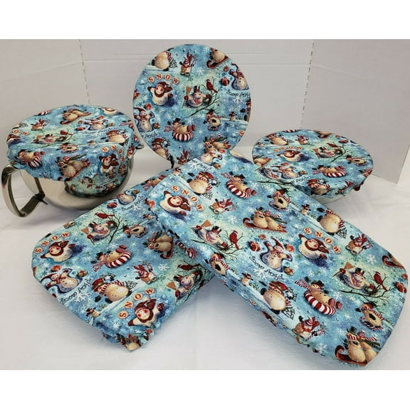 Christmas Snowman Reusable Fabric Bowl and Casserole Pan Covers by Penny's Needful Things (3 Bowl Covers)