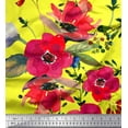 thumbnail image 1 of Soimoi Cotton Poplin Fabric Leaves & Poppy Flower Printed Craft Fabric by the Yard 42 Inch Wide, 1 of 1