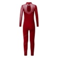 thumbnail image 5 of Doomiva Kids Girls Long Sleeve Full Body Gymnastic Leotard Ballet Dance Bodysuit Unitard Skating Jumpsuit Burgundy 10, 5 of 7