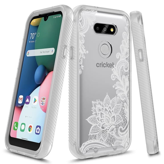 LG K31 Case, LG Aristo 5 Plus/Aristo 5/Phoenix 5/Fortune 3/Risio 4 Case, KAESAR Graphic Design Impact Resistant Rugged Clear Hybrid Bumper Case for LG K31 (Lace Flower)