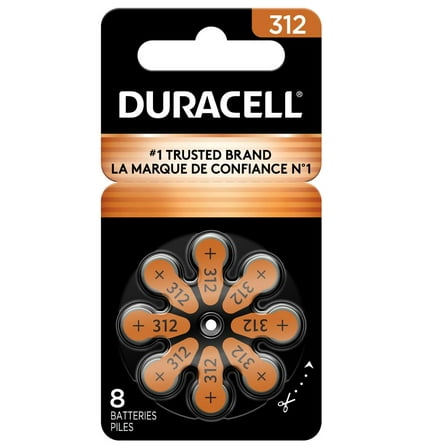 Duracell Size 312 Brown Hearing Aid Batteries, 8 Pack