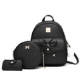 thumbnail image 1 of Kit mochila Moda Casual Pu Bolso monedero para mujer 3 Piezas negro, 1 of 7