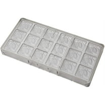 Chocolate World CF0207 Polycarbonate Chocolate Mold with 18 Neapolitan-Cocoa-Bean-Square Cavities, Each 34mm x 34mm x 4mm High