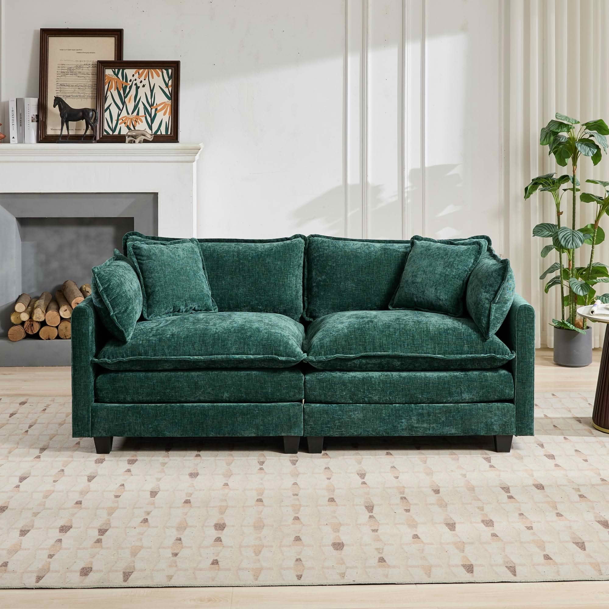 MAYEERTY 76.7 Inch Cloud Loveseat Sofa, Chenille Modular Sectional Couch with Double‑Layer Cushion for Living Room Apartment