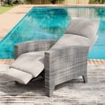 thumbnail image 3 of 150° Lay Flat Reclining Patio Chair, All Weather Wicker Outdoor Lounge with Adjustable Backrest and Footrest, Removable Cushion, Flip Up Side Table, Powder Coated Steel Frame, Garden and Patio, 3 of 8