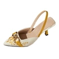 thumbnail image 2 of Miluxas Slingback Kitten Heels for Women Heeled Pumps Pointed Closed Toe Heels Vintage Stiletto Pumps Shoes Yellow 9.5(43), 2 of 9
