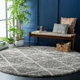 thumbnail image 2 of SAFAVIEH Hudson Amias Plush Geometric Shag Area Rug, Distressed Grey/Ivory, 5' x 5' Round, 2 of 8